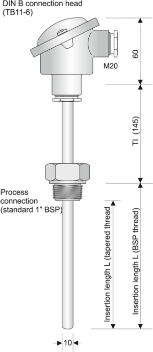 TI-2 HP Thermocouple avec tube intermédiaire résistant aux hautes pressions